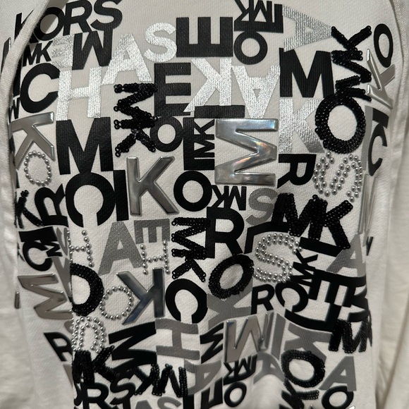 Michael Kors New Michael White Rhinestone Logo Sweatshirt Dress size Large - Picture 6 of 7